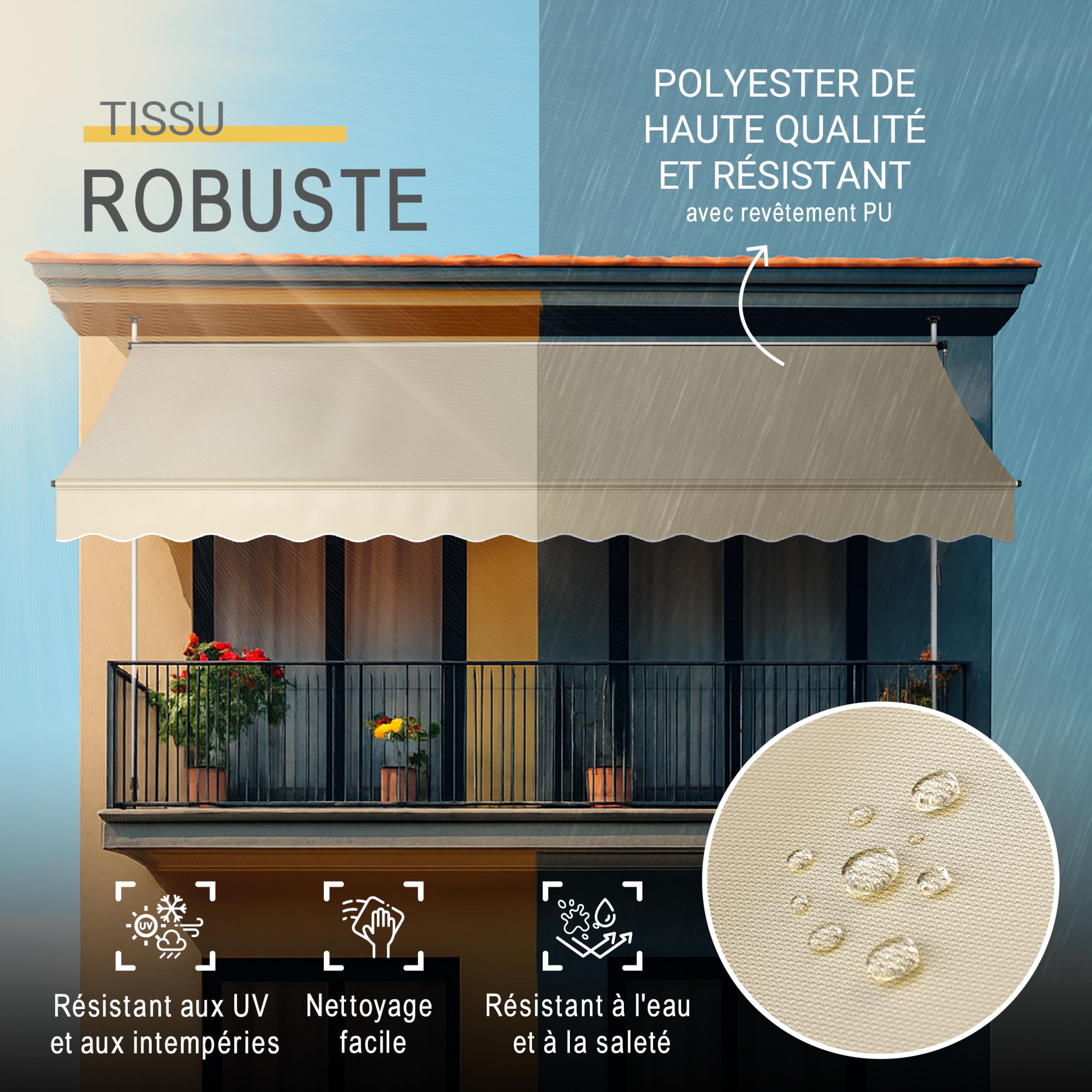Sol Royal Store banne Manuel sans perçage avec manivelle Pare-Soleil auvent
