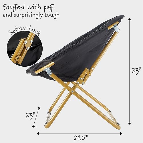 Miniatura 17 de Heritage Kids Silla plegable de piel sintética blanca con base dorada de 23 pulgadas Kids Saucer™ Blanco con base dorada,Negro con base negra,Negro