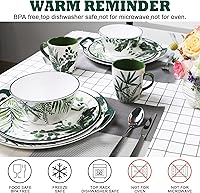 Vista 5 de Zog Juego de vajilla de melamina para 4-16 piezas, juego de platos de campamento con platos llanos, platos de ensalada, cuencos y tazas de cerámica.