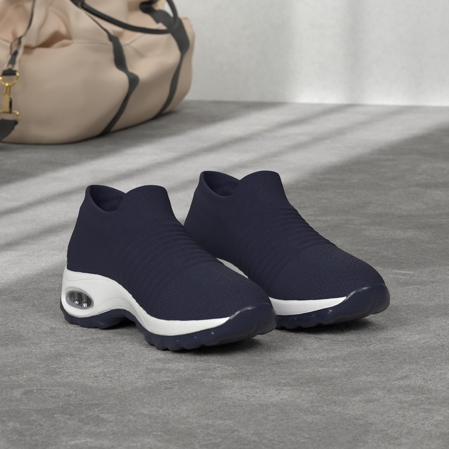 HKR Women's Walking Shoes Arch Support Non Slip Work Shoes Breathable Knit Upper Lightweight for Plantar Fasciitis - Image 3