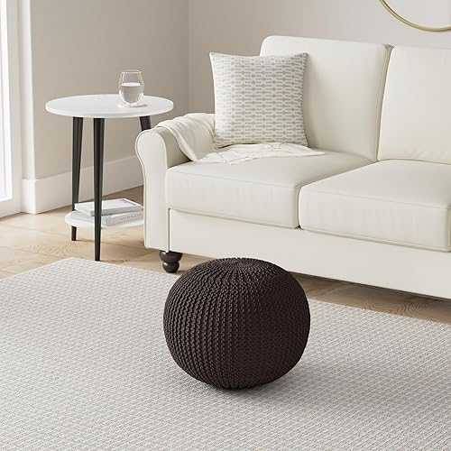 Miniatura 59 de Urban Lifestyle Puf de punto redondo - Algodón tejido a mano, marfil Marfil,Azul,Gris oscuro,Índigo/ azul marino,Gris claro,Negro -,gris