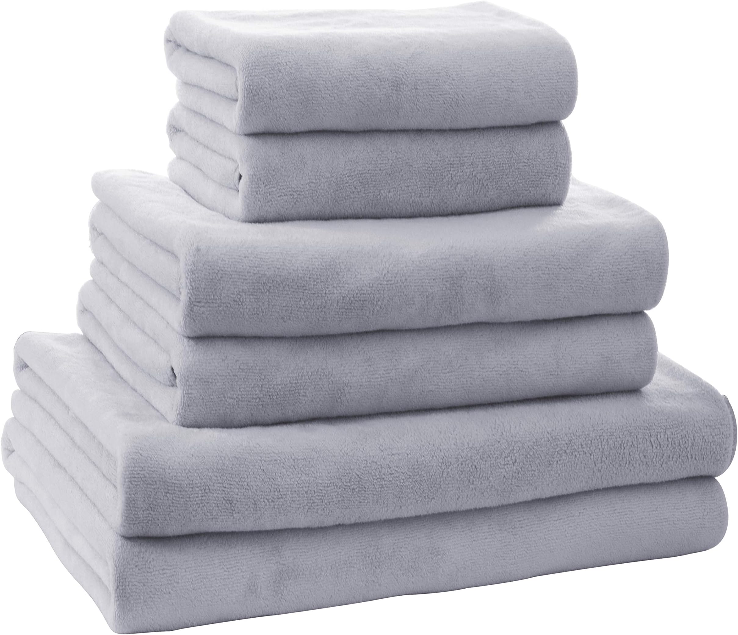 SOFTOWN Microfiber Soft Bath Towels Ultra Absorbent 6 Pack Gray Large