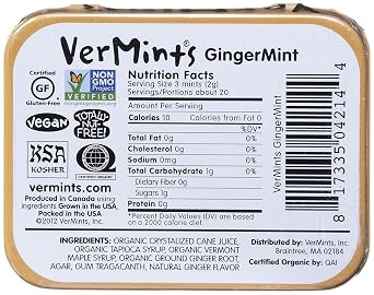 VerMints Gingermint Breathmints, 1.41 oz, 6ct