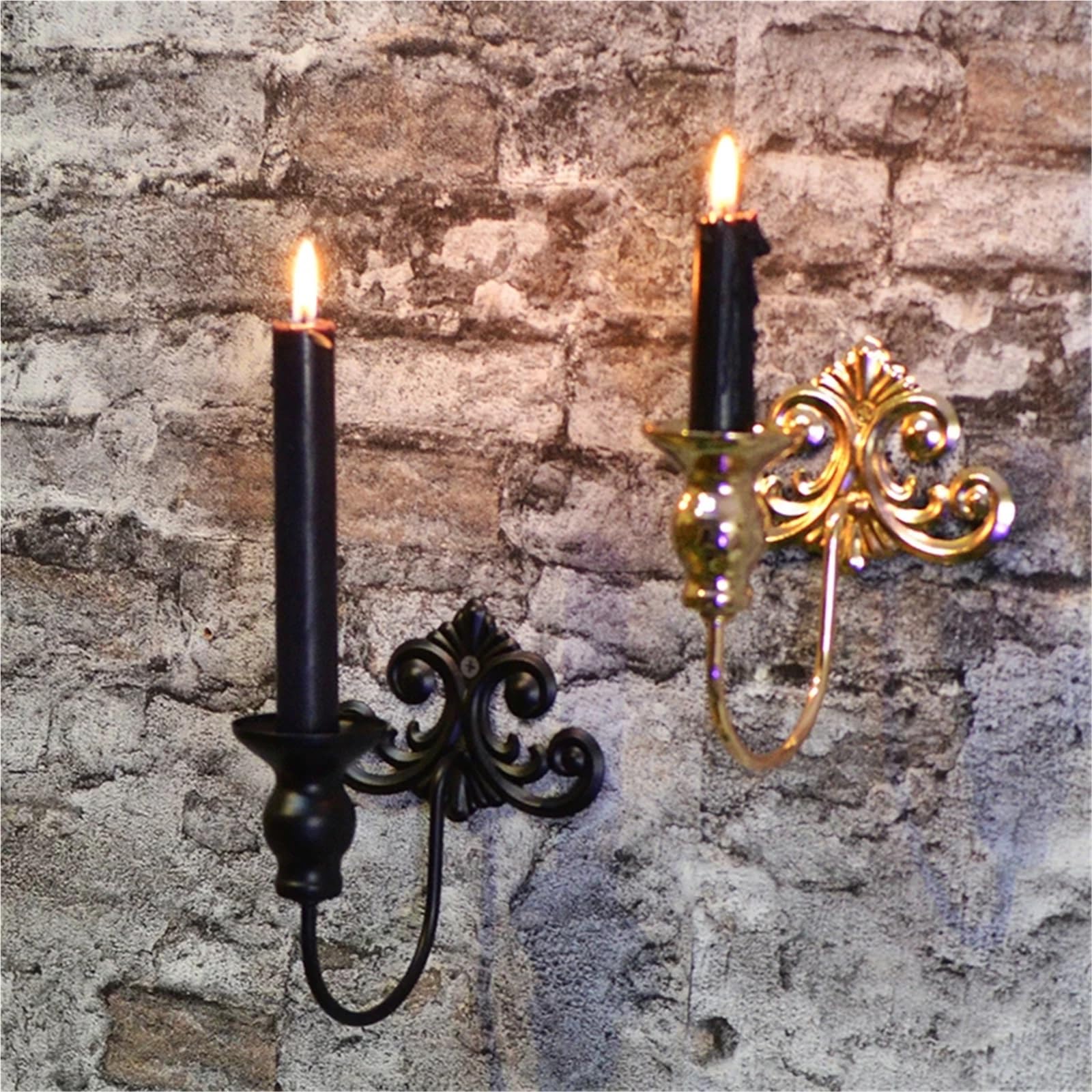 Wandkerzenständer 2 stücke Wand Hängen Kerzenhalter Wand Lampe Duft Kerze Dekoration Kerzenhalter Home Bar Outdoor Kerze Laterne Für Badezimmer(Black)