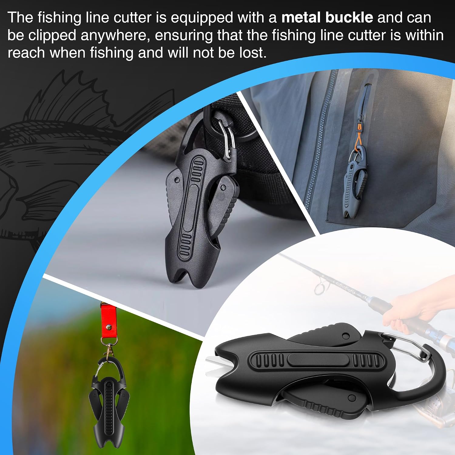 Enhon 2pcs Retractable Fishing Line Cutter with Ceramic Blades, Mini Fishing Scissors for Braid/Mono/fluorocarbon, Portable Angler Snips with Buckle, Gear Gift for Anglers
