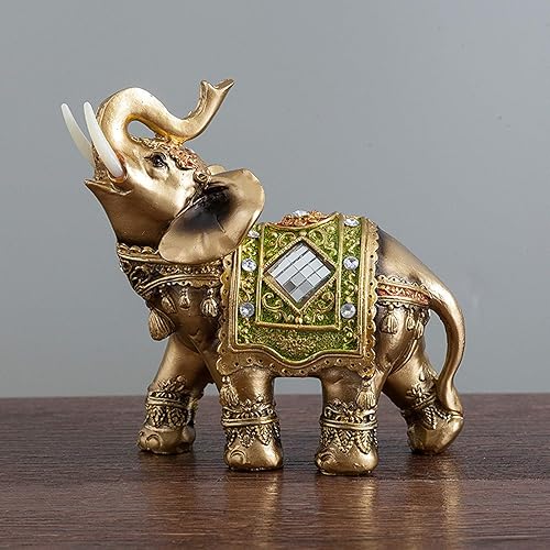 Miniatura 3 de Estatua de elefante, escultura de elefante de Feng Shui, figura de riqueza de la suerte para el hogar, oficina, tienda, decoración de regalo (verde,