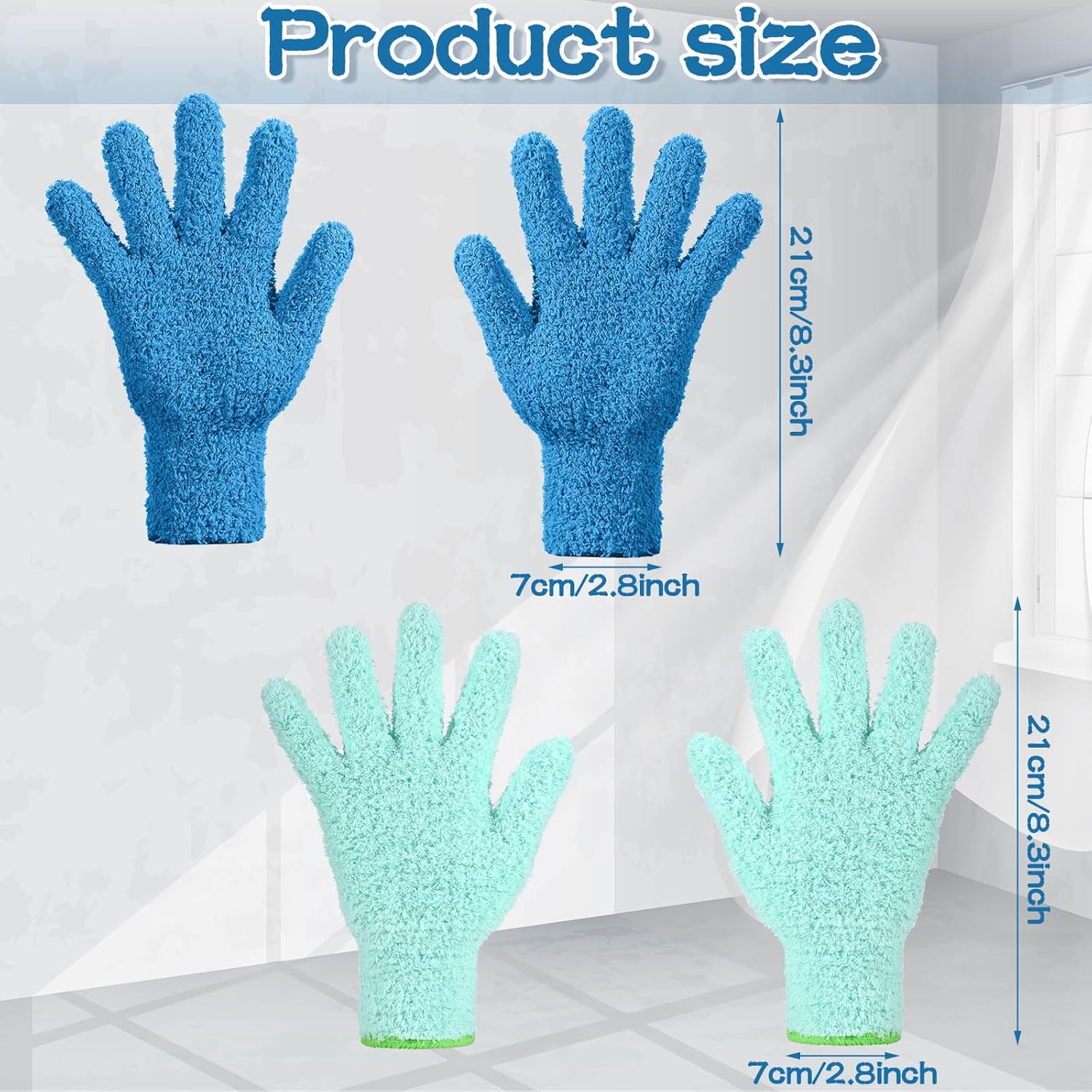 Potchen 6 Pcs Microfiber Dusting Mitt Gloves for Plants Washable Dusting Gloves for House Cleaning Furniture Car Washing