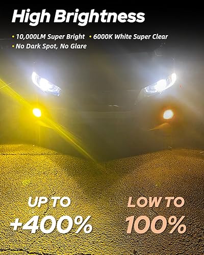 Miniatura 2 de AUTOONE Bombillas LED antiniebla H8 H11 H16 o DRL, amarillo ámbar de 3000 K, superbrillantes para reemplazos de luces antiniebla de automóvil, 50000