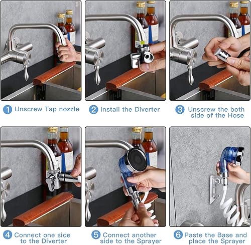 Miniatura 3 de Supkiir Accesorio rociador de grifo de fregadero, juego de enjuague de grifo de baño con manguera de retroceso para lavar el cabello, ducha, bañera
