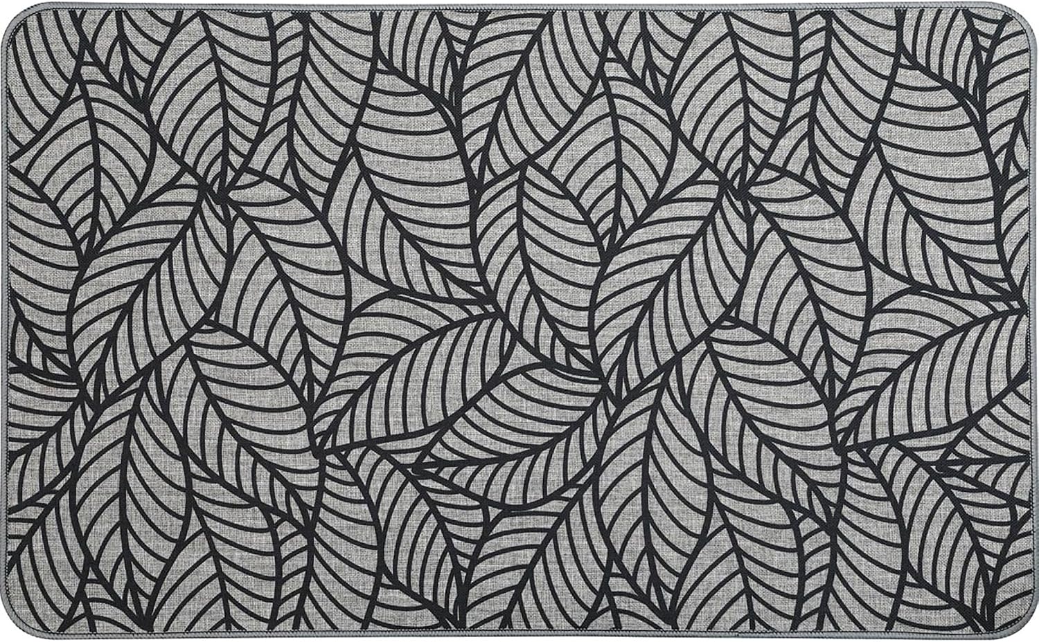 Jungle Printed Kitchen Mat 32" x 20" - Gray Leaves Design - Stylish & Durable - Ideal for Homeowners & Renters - Non Slip & Comfort Floor Mat