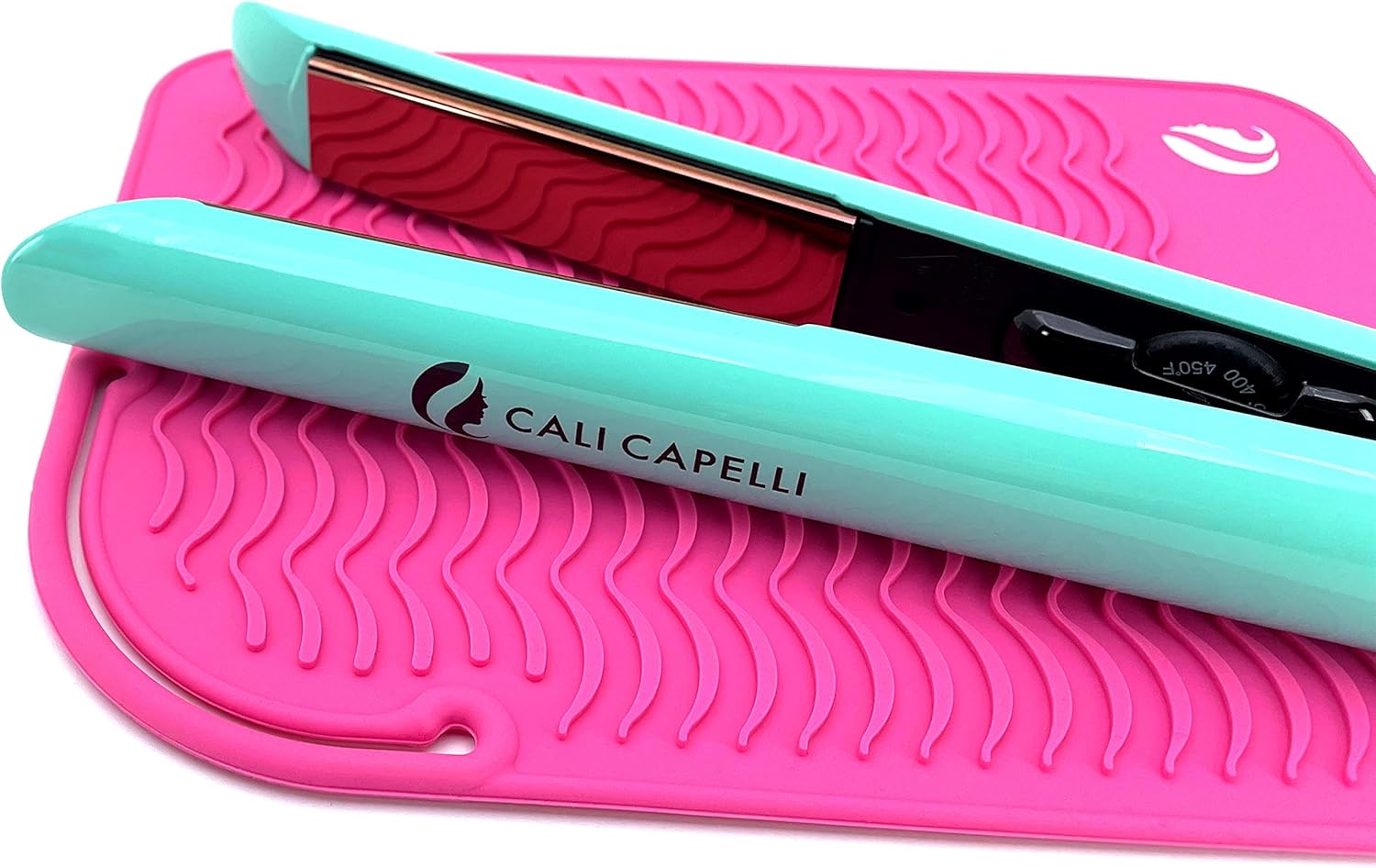 CaliCapelli Professional Heat Resistant Styling Silicone Mat for All Hair Irons, Curling Iron, Straightener Pad, Iron Flat Hair, Hair Tools Appliances Hair Dryer Salon Tools Hair Stylist (Pink)