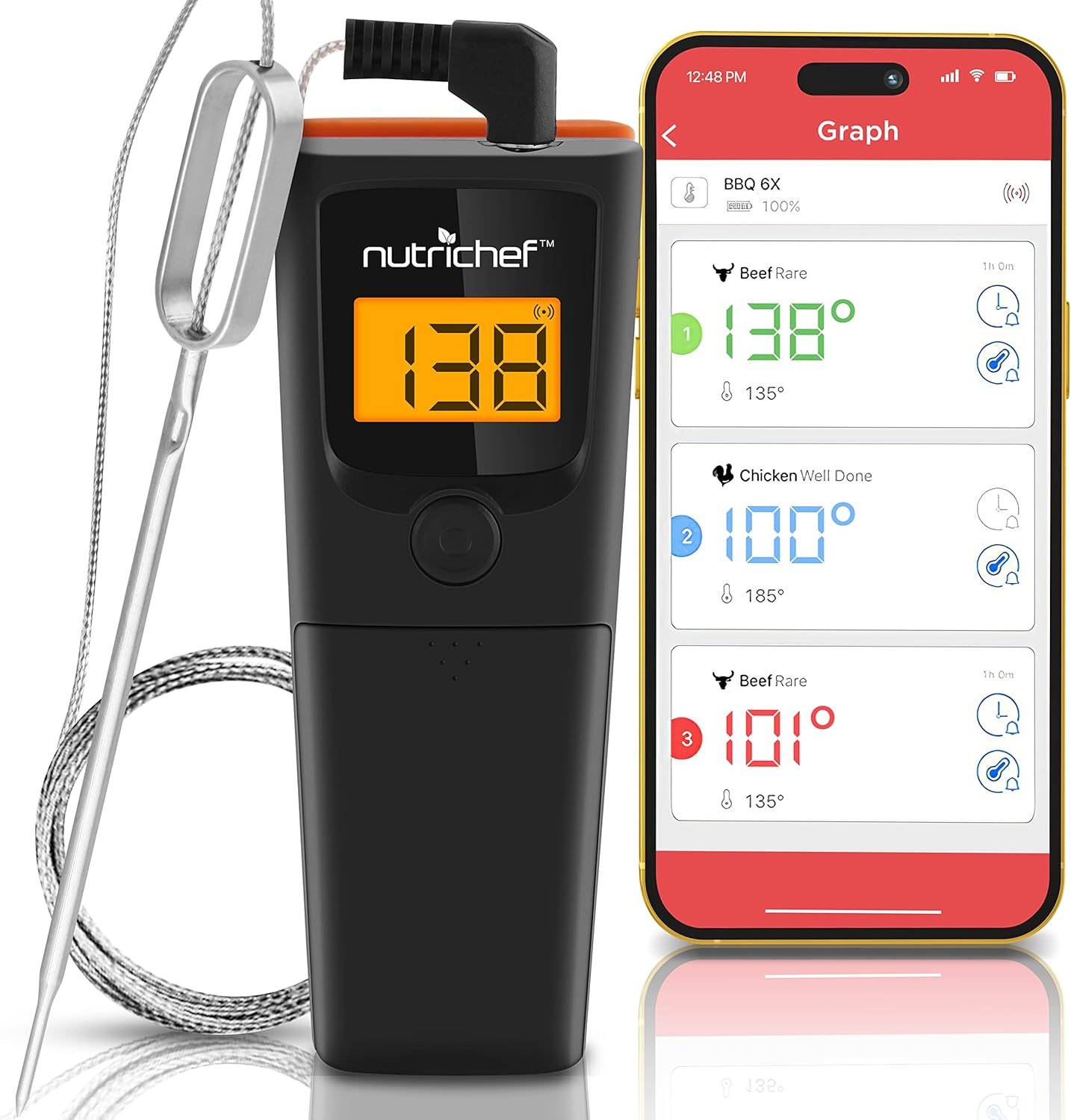 NutriChef Bluetooth Grill Thermometer Review BBQ Thermo Hub