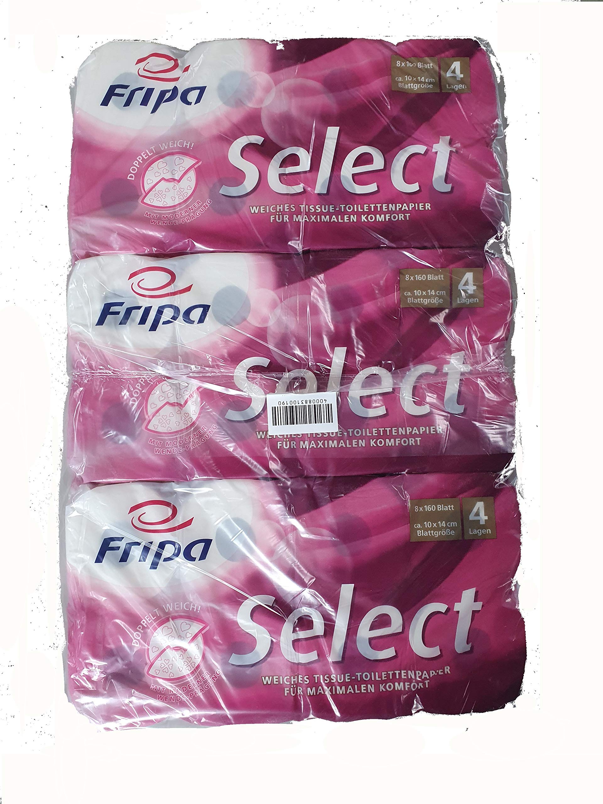 Fripa Carta igienica a 4 strati, "Select", colore bianco, 48 rotoli – 160 fogli per rotolo