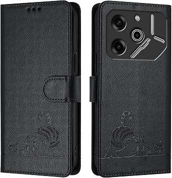 Compatible with Tecno Pova 6 Cover,Compatible with Tecno Pova 6 Pro 5G Card Slots Holder Magnetic Closure Kickstand Flip Wallet Phone Case Black