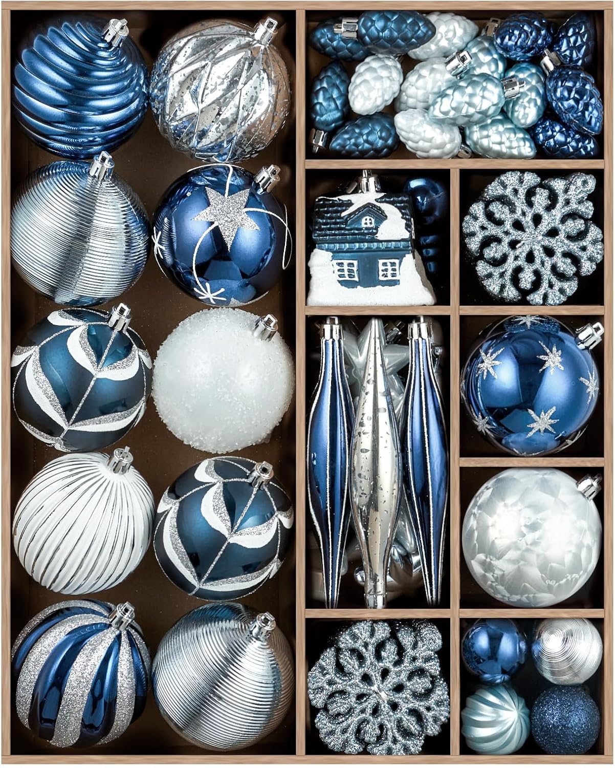 JORNOY 106Pcs Christmas Ornaments Set, Shatterproof Assorted Hanging Baubles Decorations Bulk for Christmas Tree Decorations Home Holiday Party Decor, Earth Tone