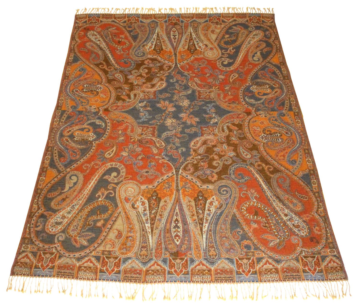 Lorenzo Cana Luxus – Manta Jacquard Tejido de fina lana de merino – Cordero Paisley – Manta Manta sofá de lana manta 140 cm x 200 cm