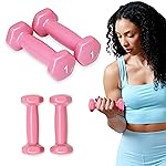 SPRI Deluxe Vinyl Coated Dumbbell Set (Pink) - 1 lb, Set of 2, Hand Weights for Muscle Toning, Step Aerobics, Strength Training, Professional-Grade Unisex Workout Equipment for Home & Gym