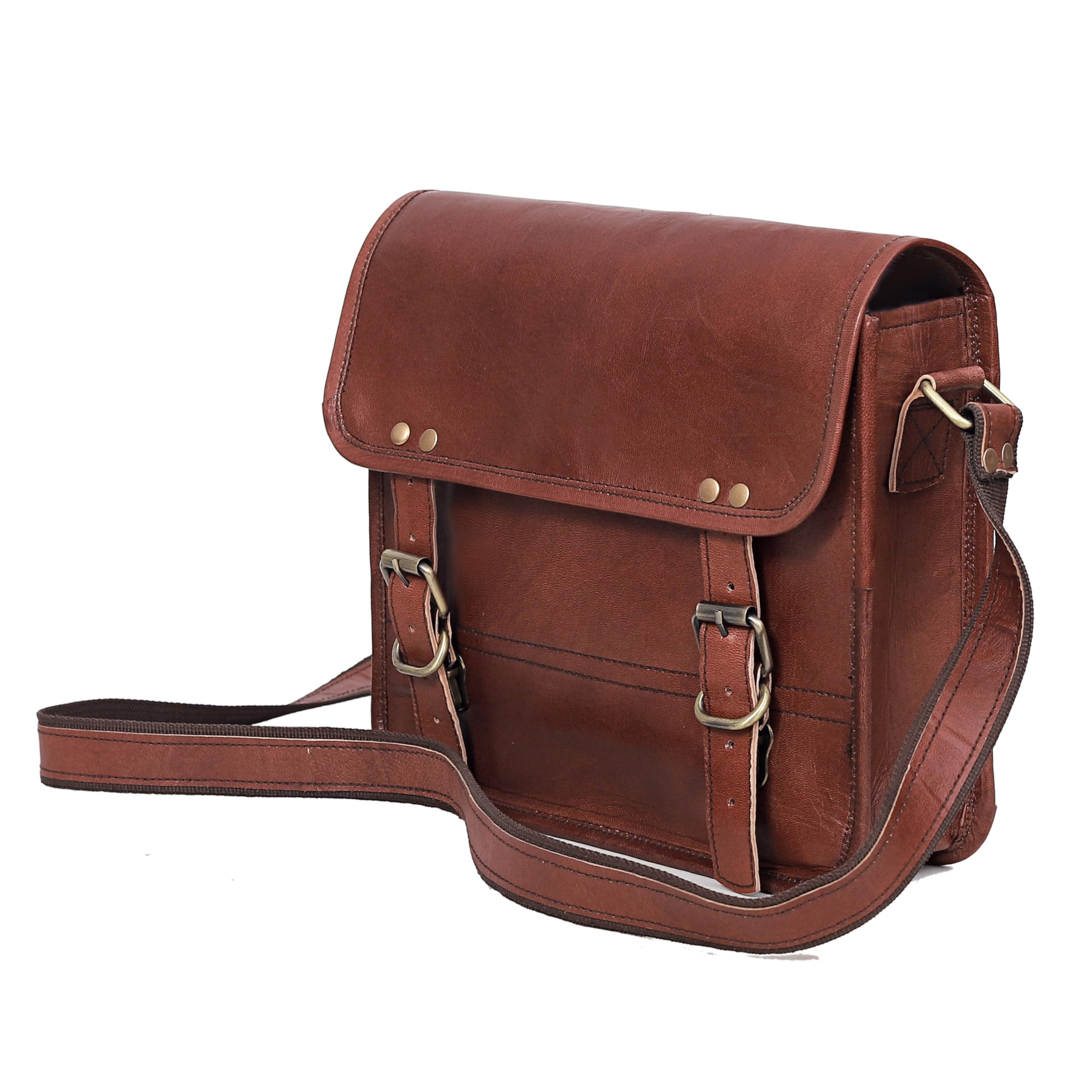 Cuero Genuine Leather iPad/Tablet Bag Messenger Bag Small Briefcase Women CrossBody Shoulder Bag for Men and Women (Dark Brown, 11