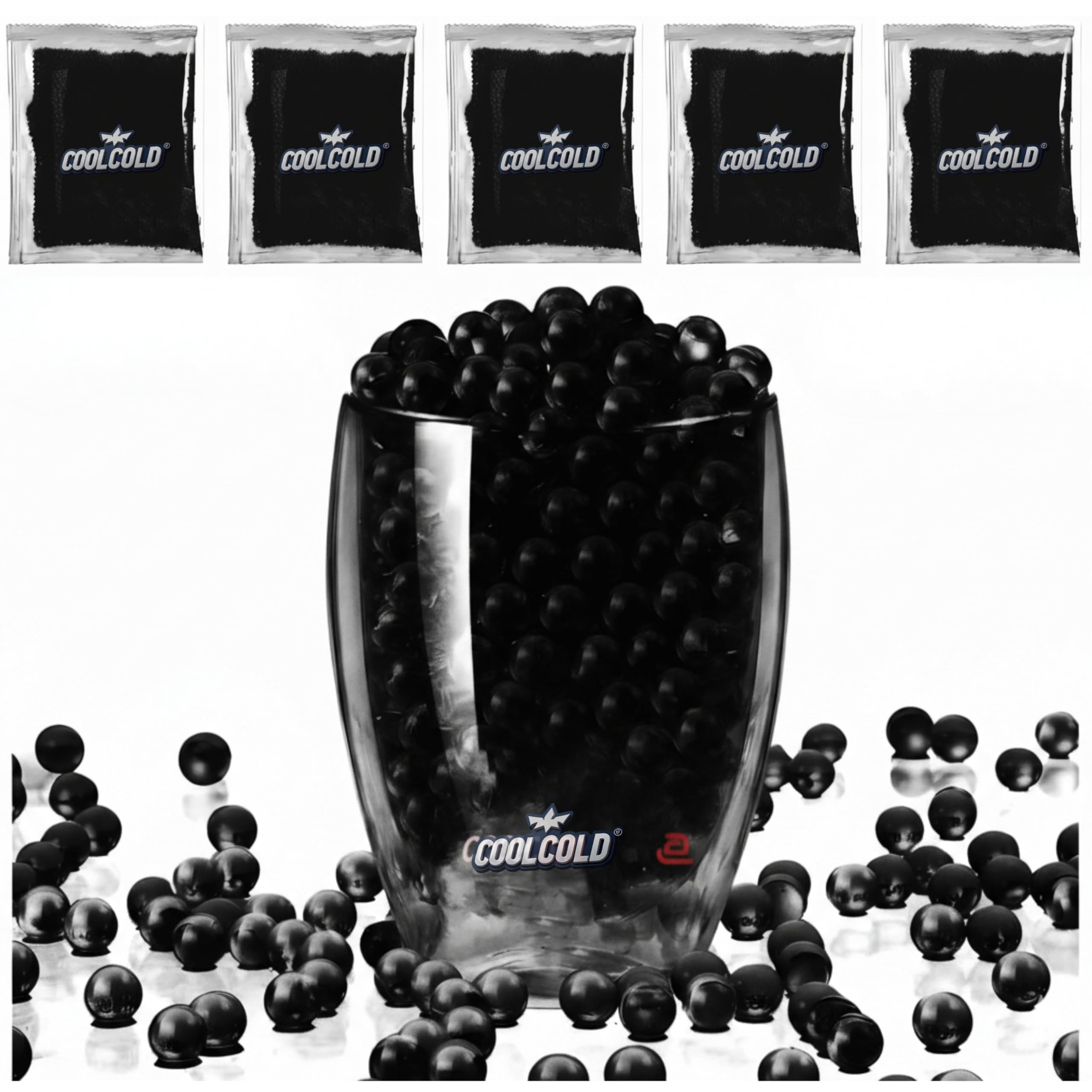COOLCOLD Gel Blaster Refill Ammo – 50,000 Rounds of 7-8mm Non-Toxic Water Beads for Gel Guns – Safe for Adults 15+ – Transparent Blue Gel Bullets – Pack of 5 – Also Ideal as Home Decor Vase (Black)-image-26