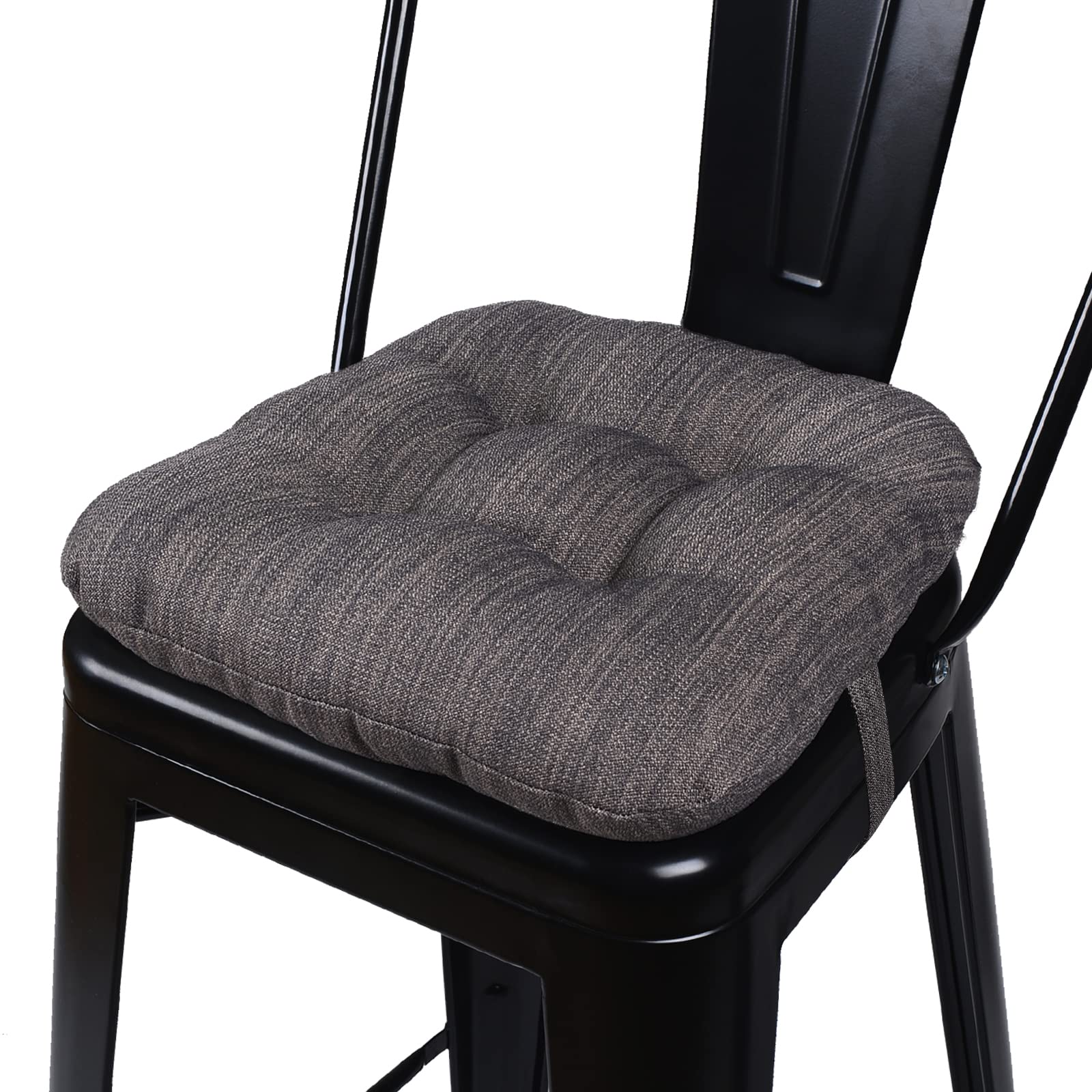 baibu 6 metal dining chair pads with ties, super soft kitchen chair cushions bar stool cushions with non-slip mat - one cushion only (grey, 6 - 2.5in)