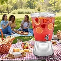 Vista 2 de Drink Dispenser for Parties (2.5 Gallon) Large Plastic Water Dispenser for Counter Tops, No Mess, Easy to Assemble & Wash, Up to 40 Drinks, For