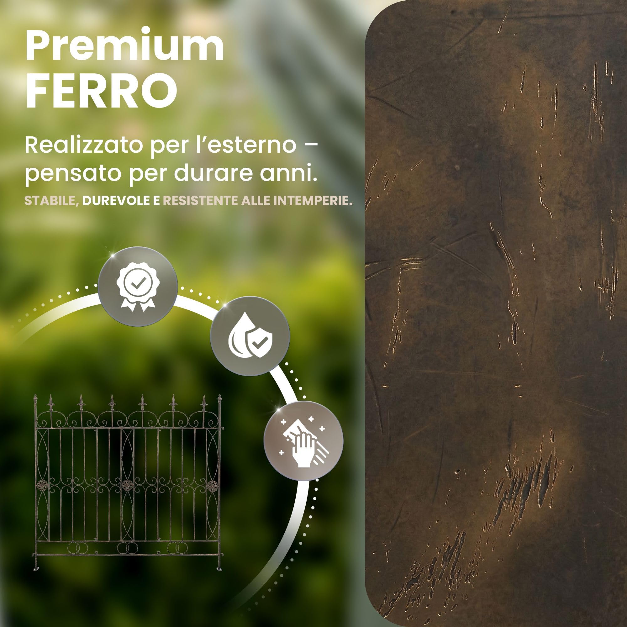 CLP Set da 4 recinzioni da Giardino in Ferro modulari Mangold Senza Cemento Stile Rustico Ideale per Giardino e terrazza Colore Bronzo
