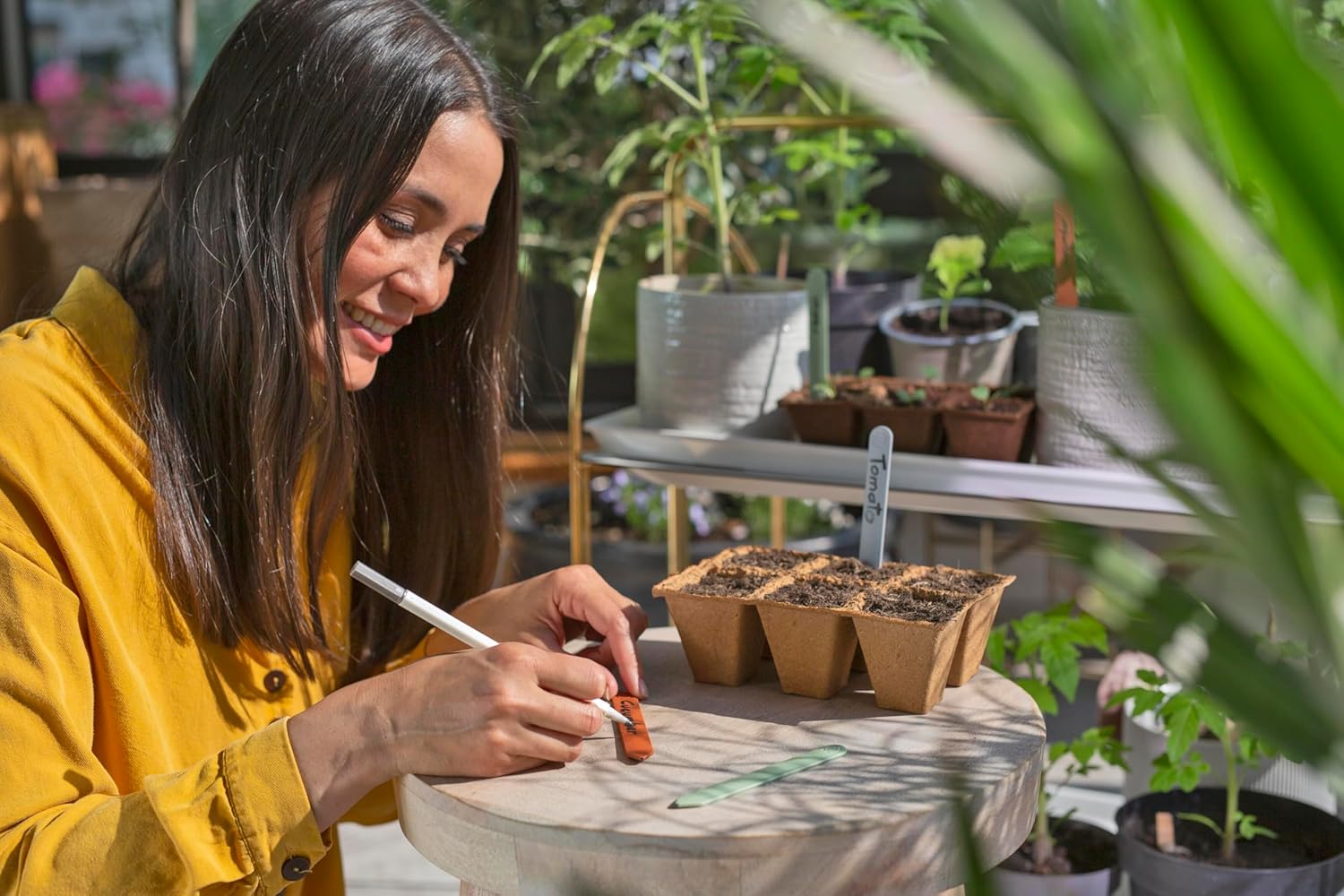 FreshCut Package: Stainless steel harvesting scissors for precise cuts of herb cuttings, berries or cut flowers, leaves of 47 mm, incl. leaf cover and plant signs (12212-36)