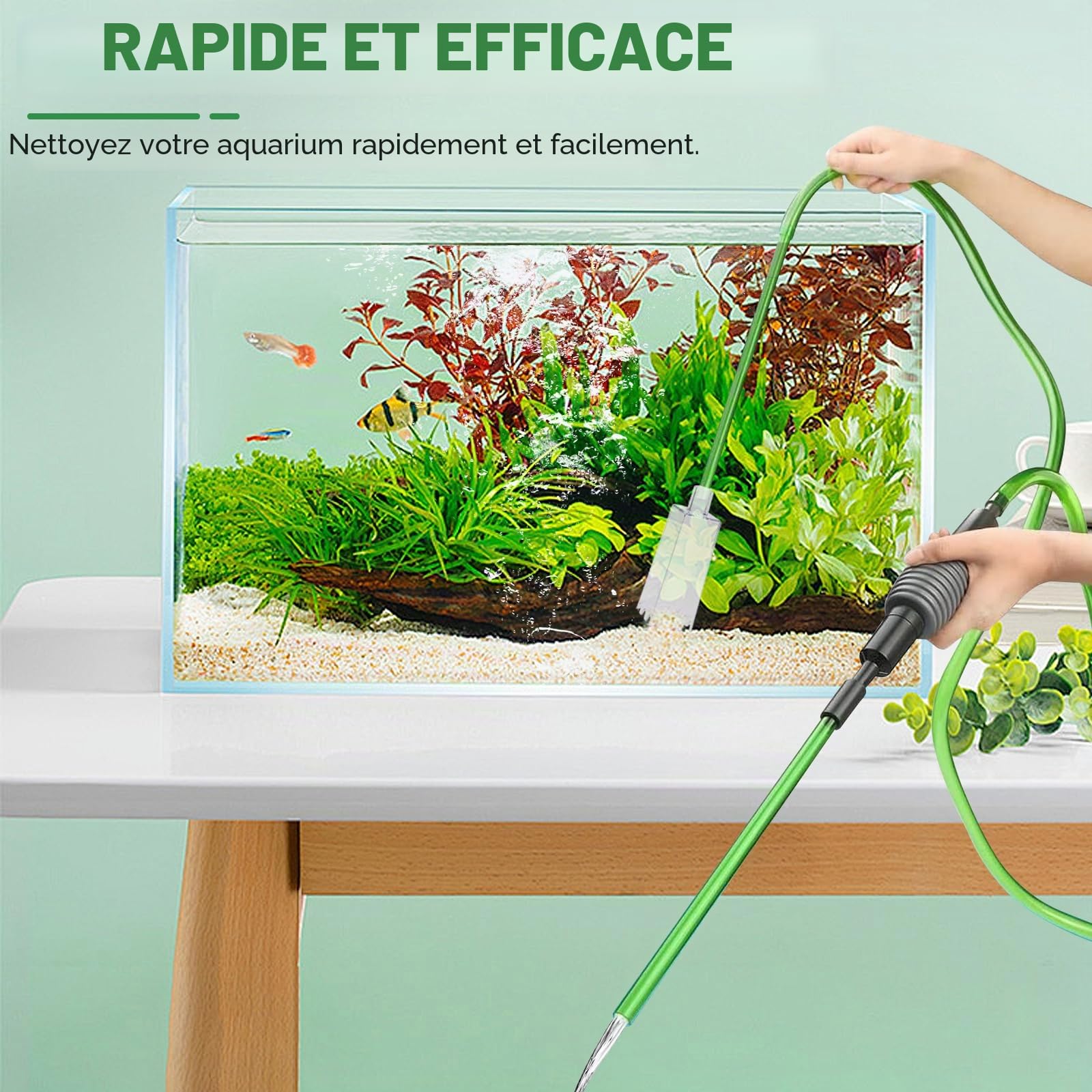 LPZMPZ Aspirateur Aquarium, Siphon Aquarium, Pompe Nettoyage Aquarium, Kit de Nettoyage pour Gravier d'aquarium avec Siphon pour Changement d'eau d'aquarium, Nettoyage de Gravier et de Sable