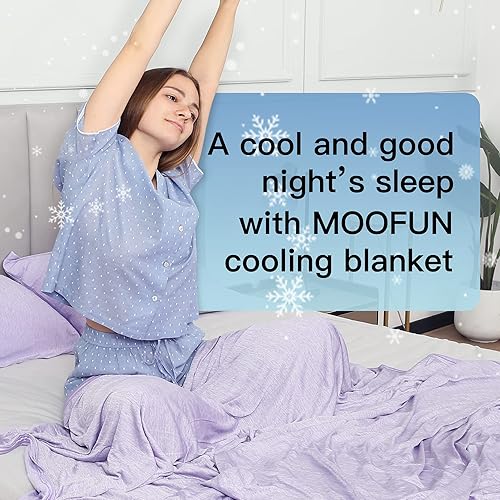 Miniatura 6 de MOOFUN Manta de enfriamiento tamaño Queen de 60 x 80 pulgadas, Q-max 0.46 pulgadas, tecnología Arc-Chill, mantas refrescantes para personas que