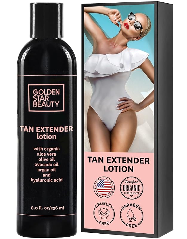 Loção prolongadora de bronzeado GOLDEN STAR BEAUTY com óleos e ácido hialurônico, 240 mL