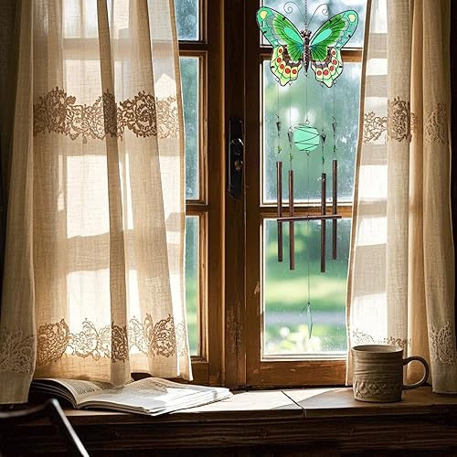 Miniatura 6 de MUMTOP Campanillas de viento de mariposa para exteriores, vitrales de viento para patio, al aire libre, jardín, patio, costa, ventana, decoración