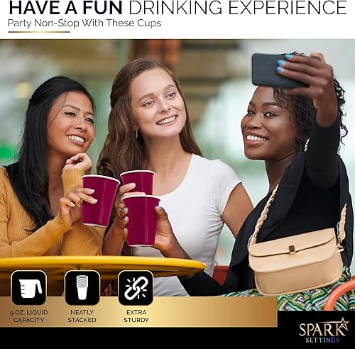 Miniatura 5 de SparkSettings Vasos de papel desechables, 9 onzas, tazas de café de papel negro, tazas desechables de café fuertes y resistentes para fiestas,