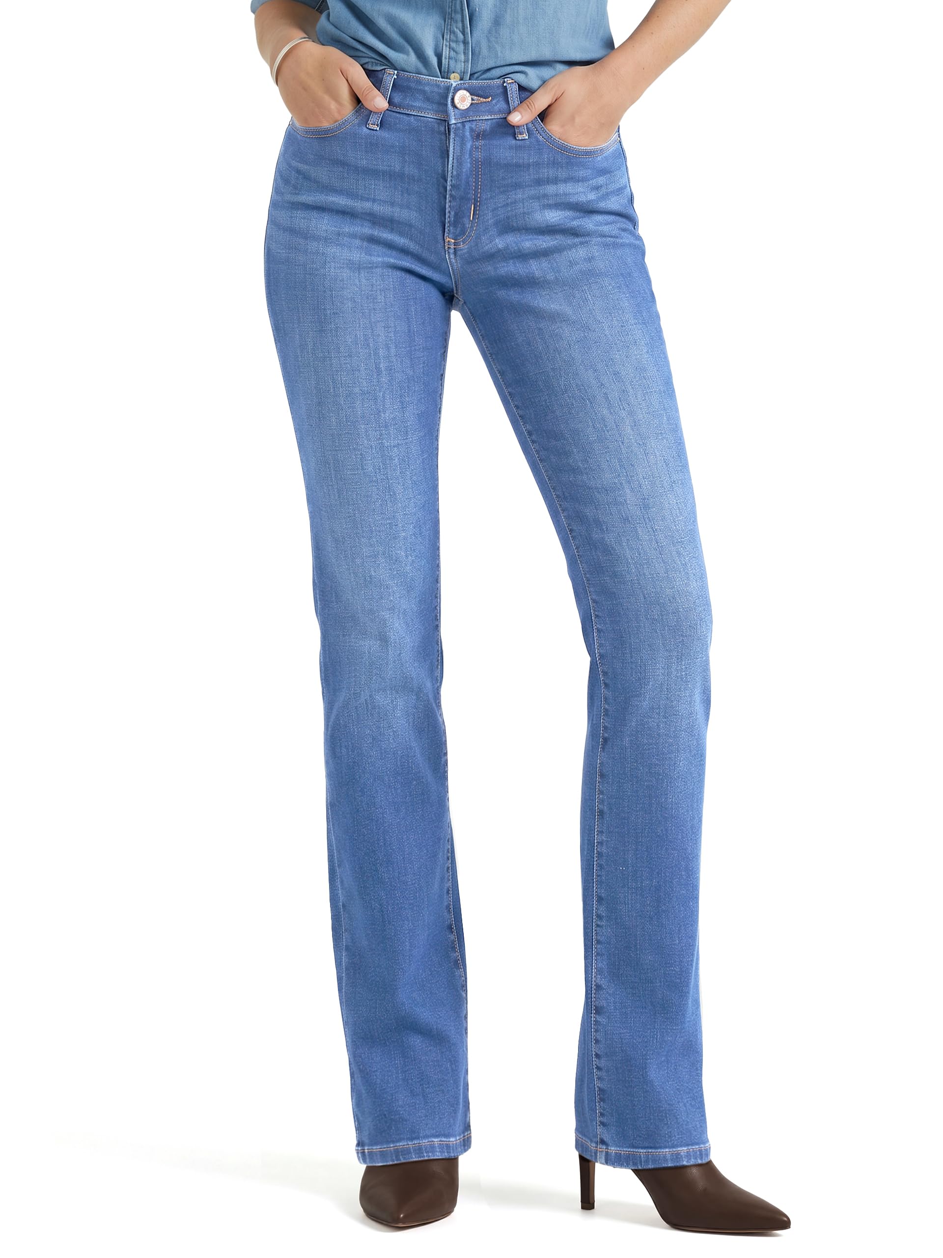 Tall Women's 32/34/36 Inseam Straight Leg Jeans Stretch Denim Pants Mid Rise Classic Fit Extra Long Casual Trousers — Light Blue by Amazon