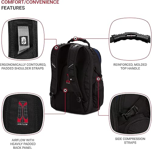 Miniatura 2 de SwissGear mochila de viaje para laptop ScanSmart (negrogris modelo SA1753)., NegroAzul marino talla única