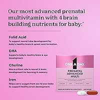 Vista 3 de One A Day Vitaminas prenatales avanzadas prenatales con ácido fólico, colina, DHA y hierro, vitaminas para el embarazo para mujeres para apoyar