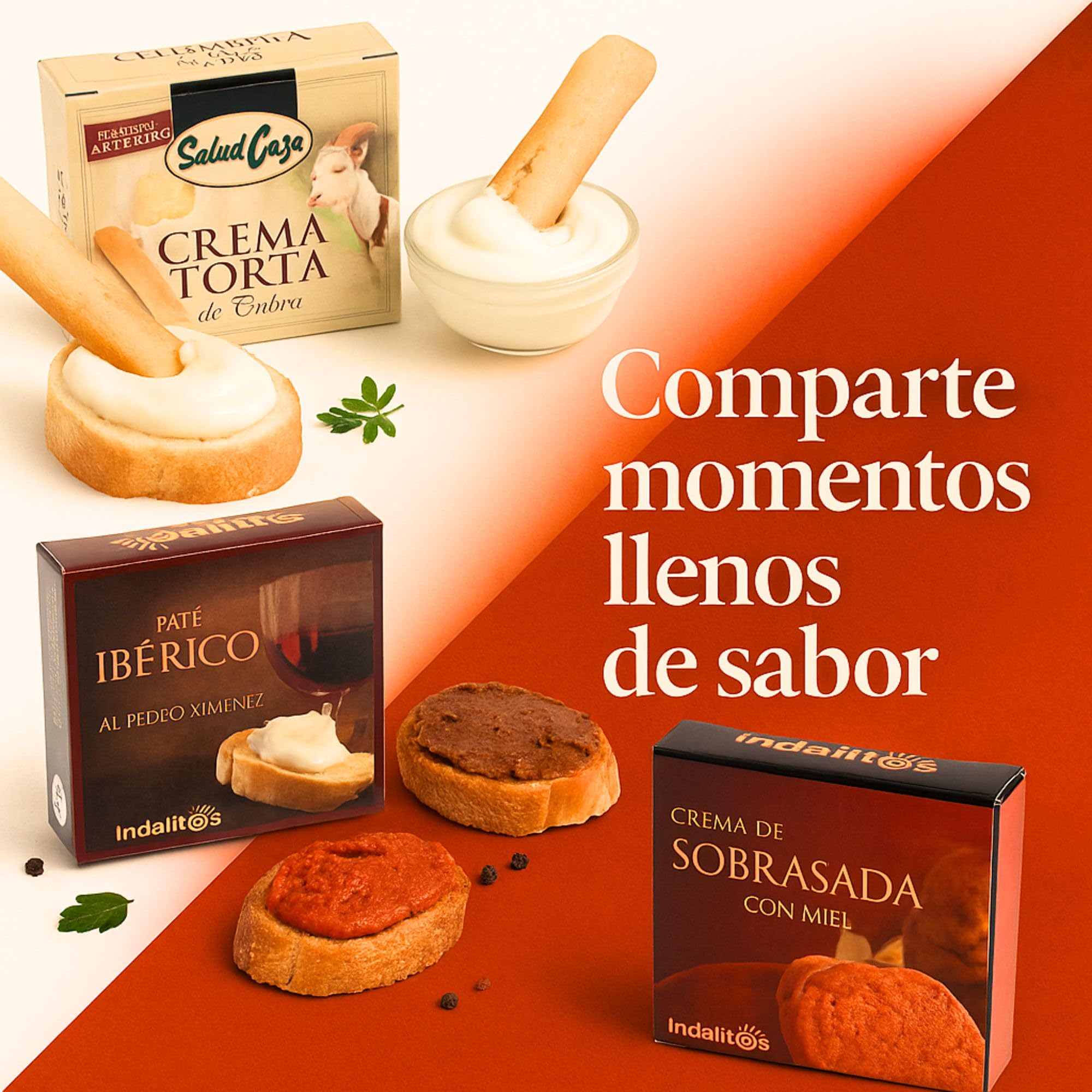 Cesta Gourmet para Regalar ACROL, Aceite oliva virgen extra 250 ml, cremas torta Oveja y Cabra, paté iberico, sobrasada con miel y picos artesanos, regalo cumpleaños mujer, regalos para hombres — view 4