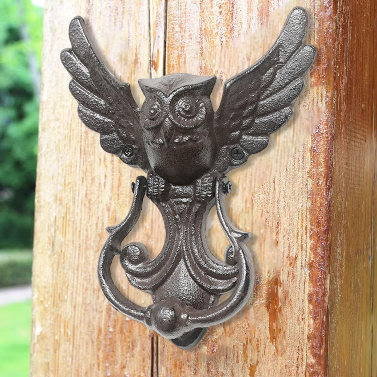 Heurtoir de Porte Hibou, Accessoire de Quincaillerie Extérieure Pratique et Robuste, Antique