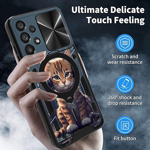 Vista 423 de Funda protectora híbrida para Samsung Galaxy A53 5G de 6.5 pulgadas y anillo giratorio de 360 grados, función atril, híbrida, de doble capa