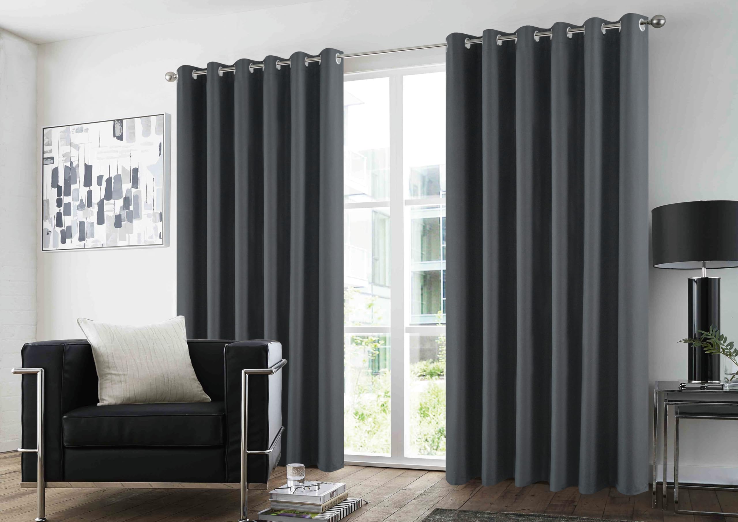 Gc Gaveno Cavailia Charcoal Blackout Curtains Pair | Thermal Insulated Door Panel Drapes Blackout Eyelet Curtains 66X72 Inch | Sound-Reducing Sunlight Blocking Plain Curtains For Bedroom, Living Room,