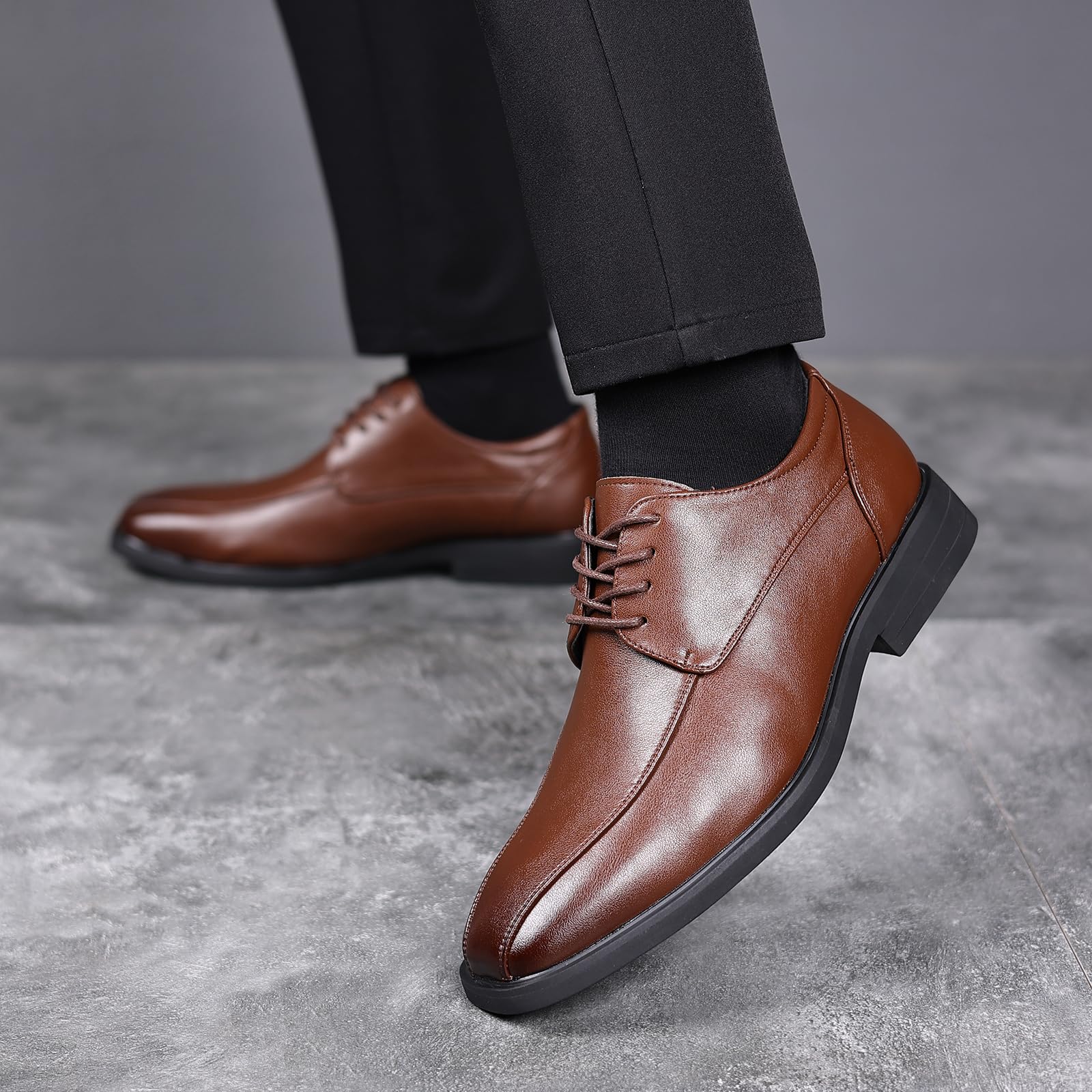 DADAWEN Chaussure Oxford pour Hommes Chaussures Homme Ville Costume Mariage Bureau Marron 42