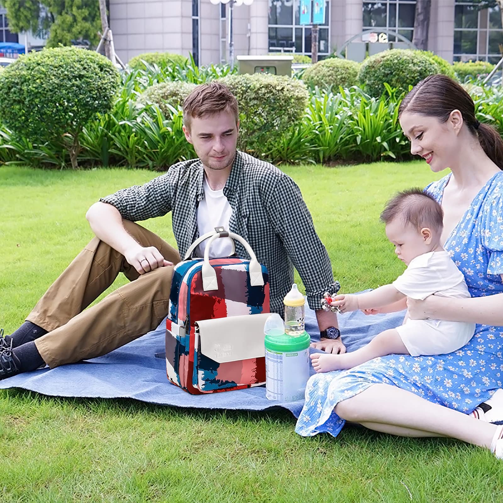 SONARIN Zaino Fasciatoio Alla Moda,Borsa per Pannolini Leggero Impermeabile Zaino Mamma Grande Capacità Neonato Borsa Fasciatoio da Viaggio con Fasciatoio & Ganci per Passeggino(Pittura Moderna)
