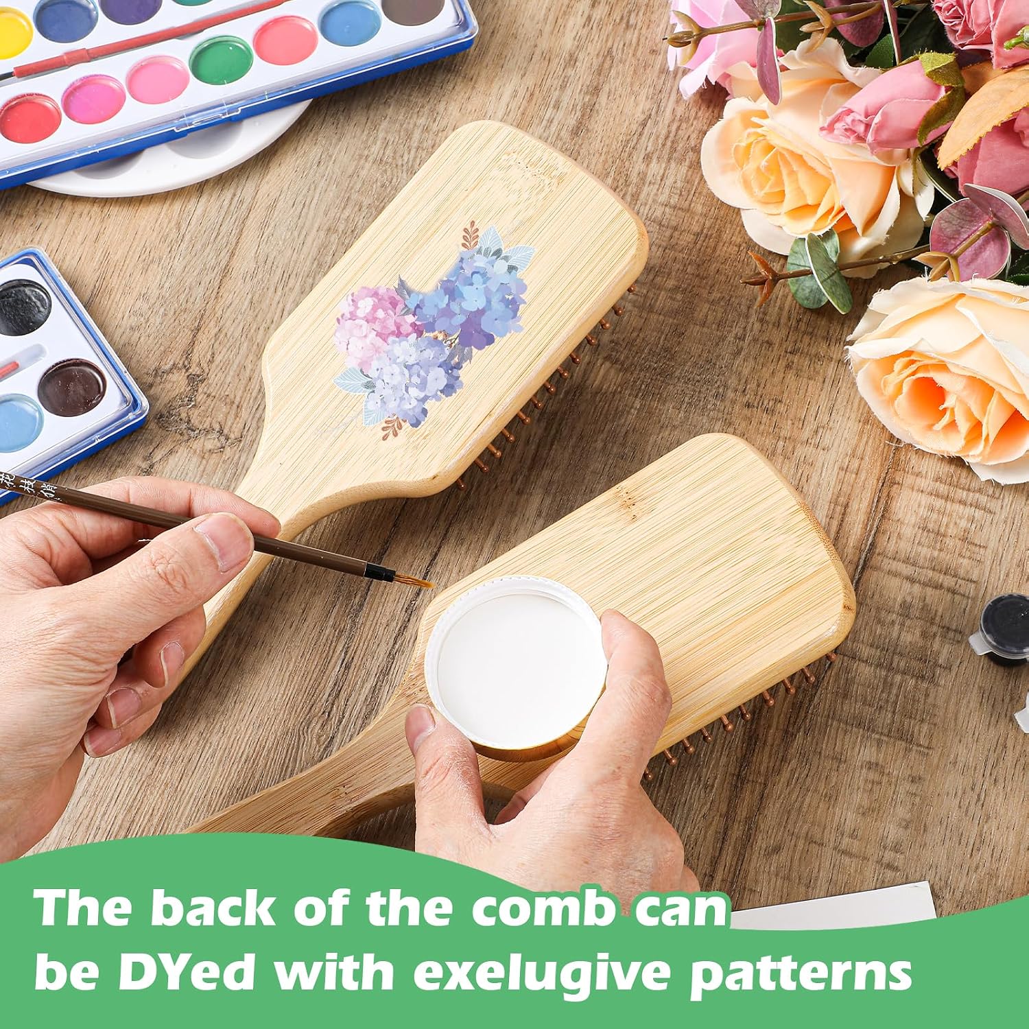 6 Pcs Bamboo Hair Brushes for Women Bulk Wooden Paddle Brush Scalp Massage Bamboo Bristles Anti Static Men Engraving DIY Gift for Wedding Teacher (Natural, 9.65'' X 3.35'')