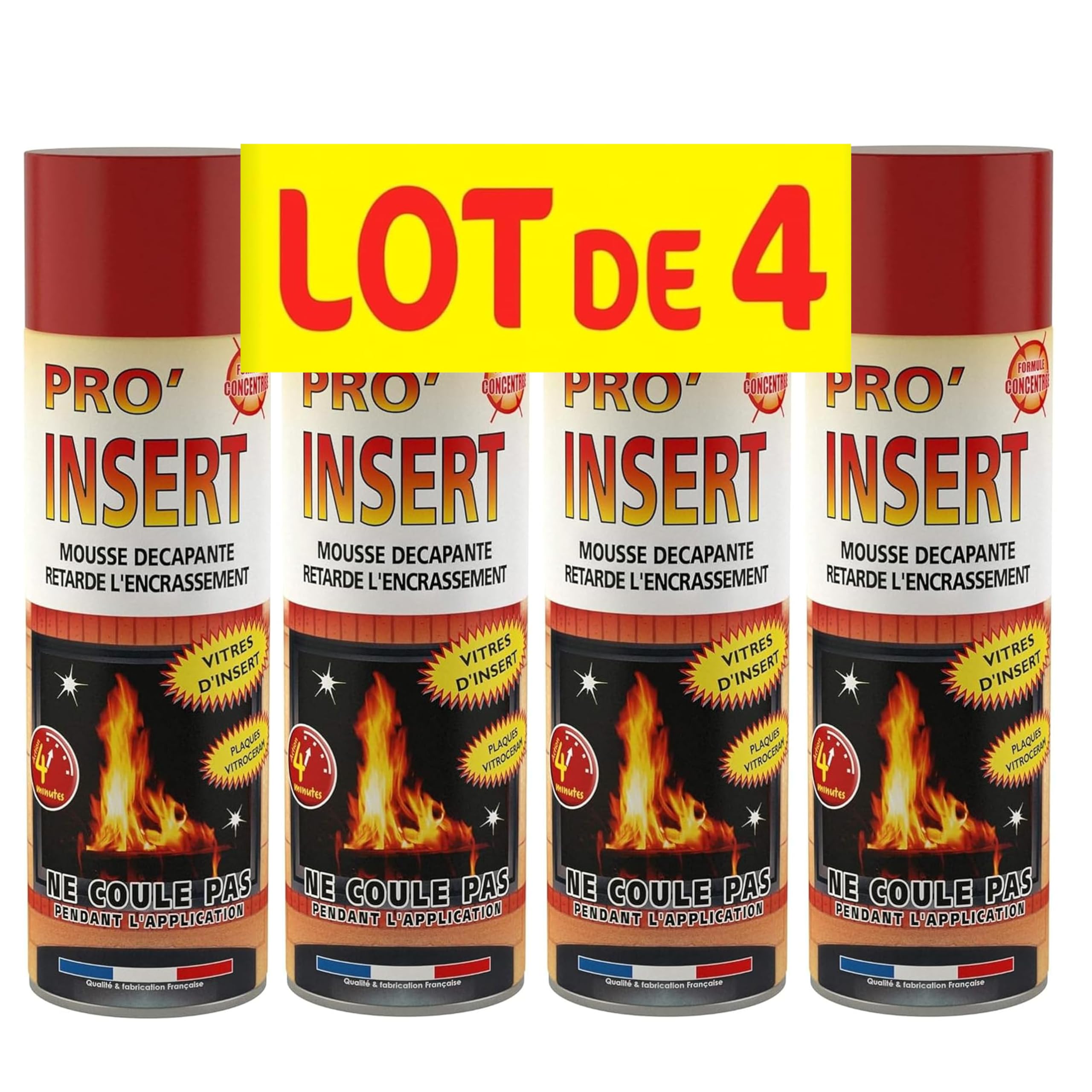 Fulgator - PRO INSERT - Mousse décapante Vitres inserts - Lot de 4 x 500 ML - Fabriqué en France