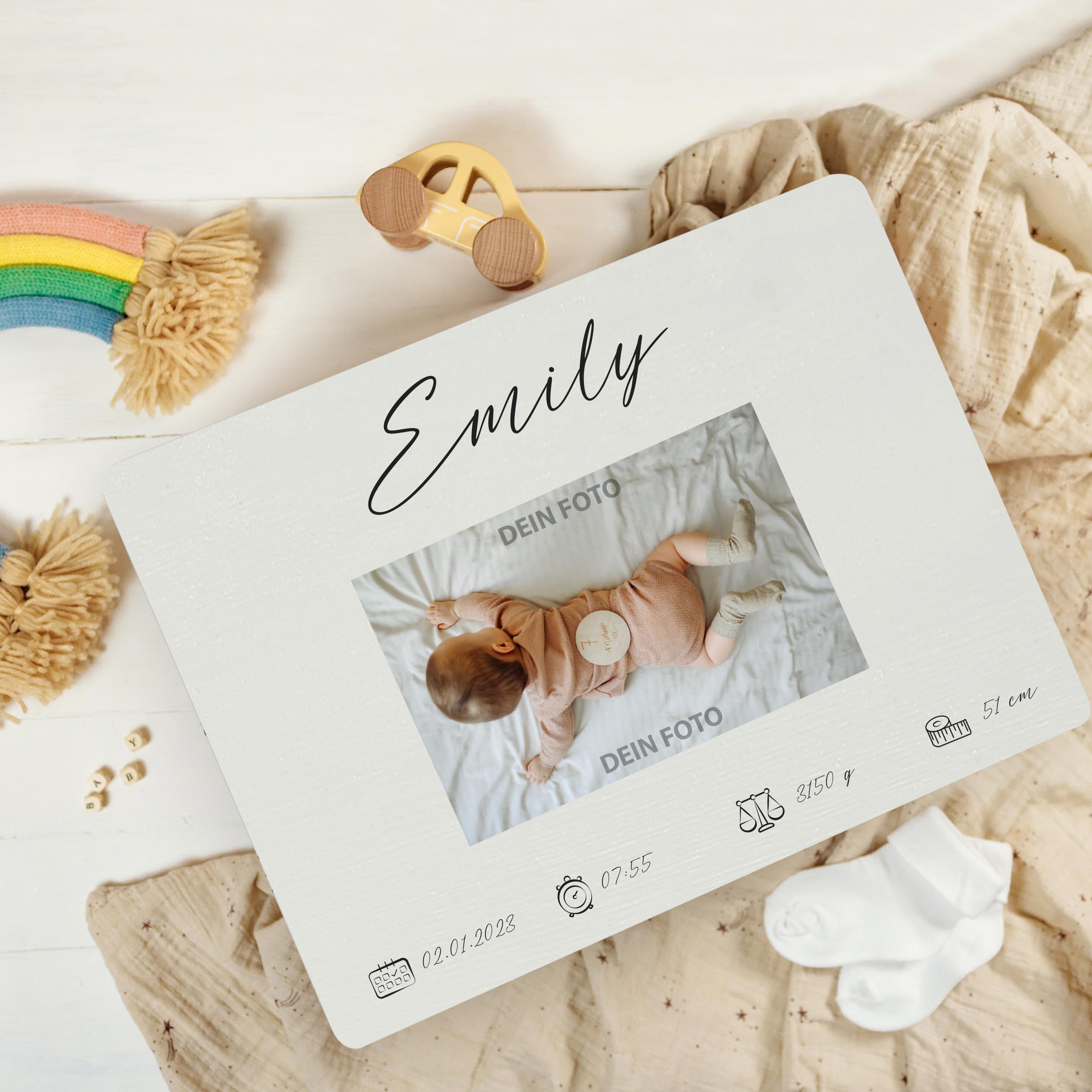 Creative Deco Personalisiert Foto Erinnerungsbox Baby Holzkiste | Fotogeschenke | für Geburt & Taufe | Dein eigenes Bild Individuelles Geschenk für Mädchen und Jungen Erinnerungskiste
