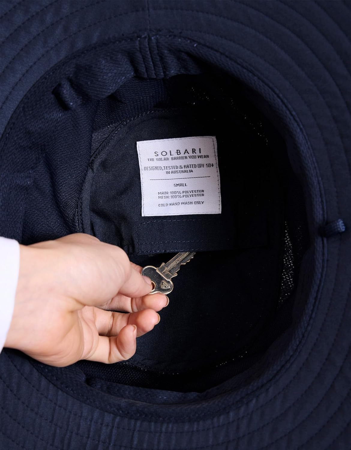 Solbari Everyday Broad Brim Sun Hat with Pocket UPF50+ Uv Protection, Sun Protective Hat for Women Navy Small - Image 6