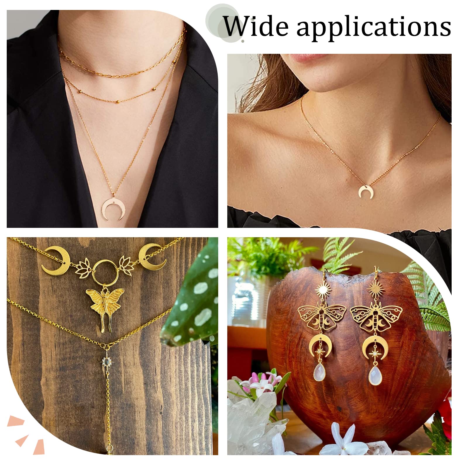 Beebeecraft Lot De 10 Pendentifs En Forme De Croissant De Lune Plaqué Or 18 Carats Avec 2 Trous Pour Fabrication De Colliers, Boucles D'oreilles, Bijoux, Laiton Plaqué Or 18 Carats