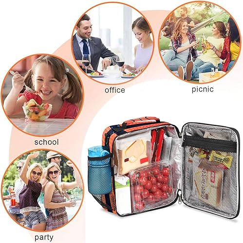 Miniatura 3 de Lonchera aislada para niños y niñas, bolsas de almuerzo reutilizables con correa ajustable para el hombro y soporte para botella de agua para niños