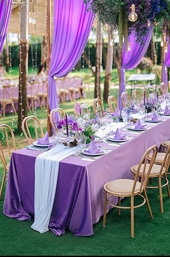 Miniatura 7 de HASJOIN Paquete de 10 manteles rectangulares color morado para mesa rectangular de 60 x 102 pulgadas, mantel de poliéster de 6 pies para mesa
