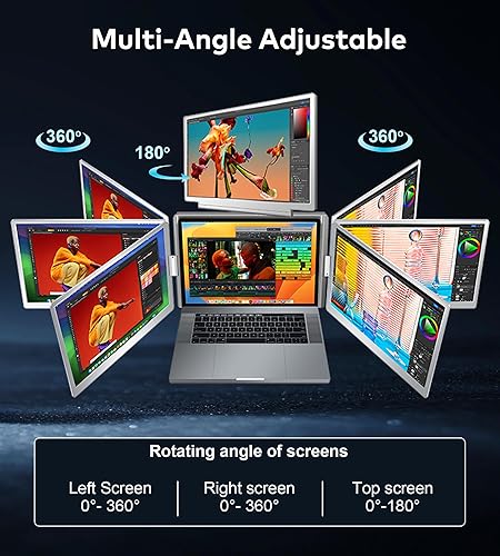 Miniatura 8 de FOPO Extensor de pantalla para laptop de 15.6 pulgadas, monitor cuádruple, solo 1 cable para 3 pantallas, extensor de laptop FHD 1080P IPS