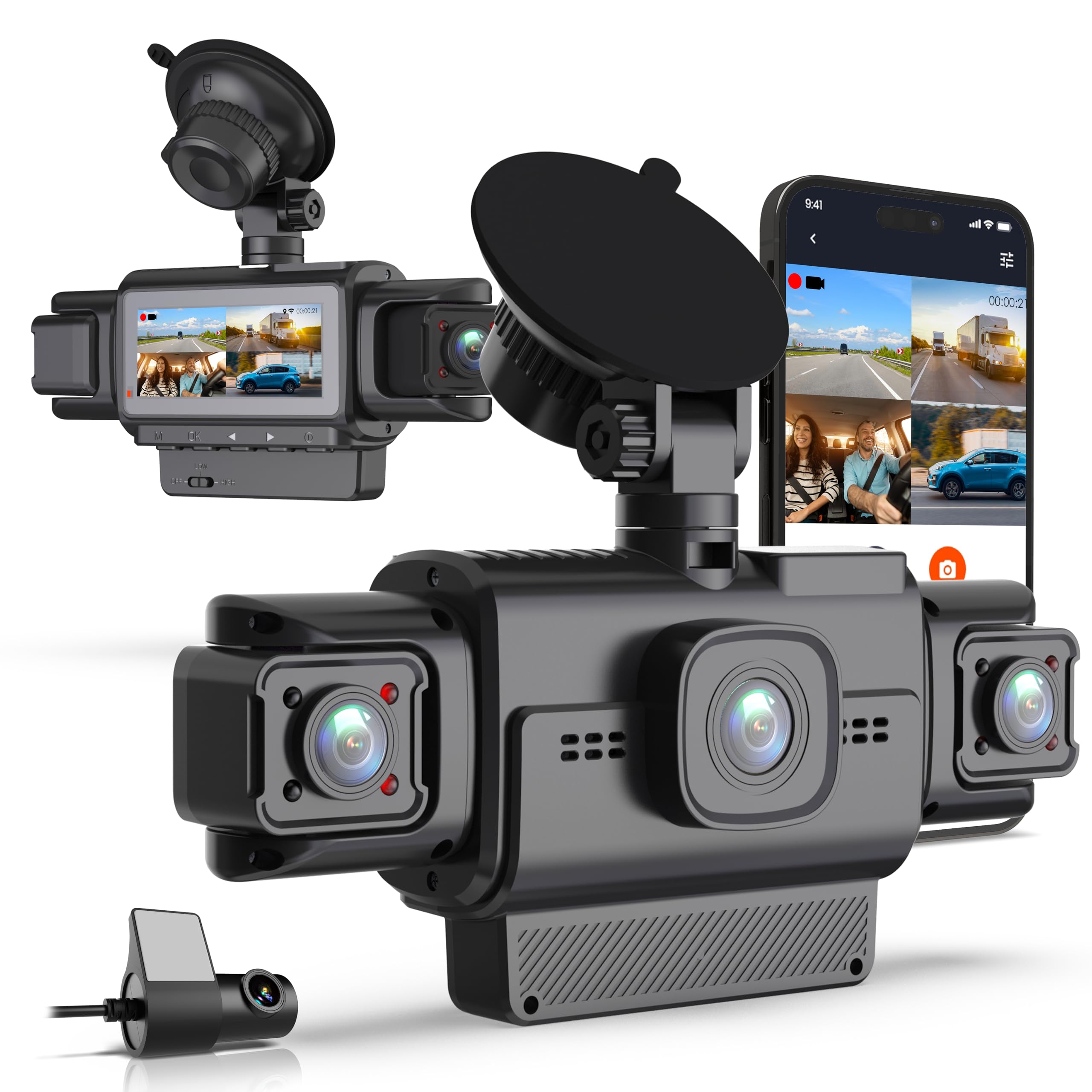 RexingUSA R4-RD 4-Channel Dash Cam All-Around 1080p Built-in 360 Parking Mode Wi-Fi GPS IR Night Vision Type-C Power